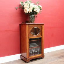 Load image into Gallery viewer, English antique rosewood music cabinet with satinwood inlay and castors. B12940
