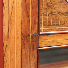 Load image into Gallery viewer, English antique rosewood music cabinet with satinwood inlay and castors. B12940
