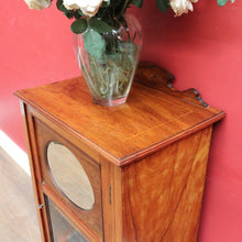 Load image into Gallery viewer, English antique rosewood music cabinet with satinwood inlay and castors. B12940
