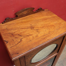 Load image into Gallery viewer, English antique rosewood music cabinet with satinwood inlay and castors. B12940
