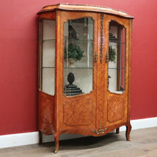 Load image into Gallery viewer, French Louis XVth Style Walnut &amp; Marquetry Inlaid Two-Door Display Vitrine, or China Display Cabinet.B11957
