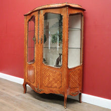 Load image into Gallery viewer, French Louis XVth Style Walnut &amp; Marquetry Inlaid Two-Door Display Vitrine, or China Display Cabinet.B11957
