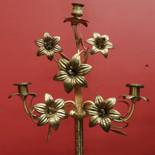 Load image into Gallery viewer, Antique French Brass Candlestick Holders with Lily Motif and Fretwork Base. B12309
