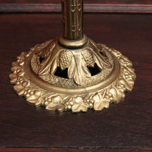 Load image into Gallery viewer, Antique French Brass Candlestick Holders with Lily Motif and Fretwork Base. B12309
