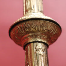 Load image into Gallery viewer, Antique French Brass Candlestick Holders with Lily Motif and Fretwork Base. B12309
