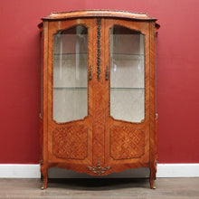 Load image into Gallery viewer, French Louis XVth Style Walnut &amp; Marquetry Inlaid Two-Door Display Vitrine, or China Display Cabinet.B11957
