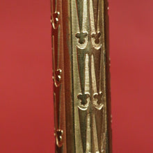Load image into Gallery viewer, Antique French Brass Candlestick Holders with Lily Motif and Fretwork Base. B12309
