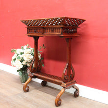 Load image into Gallery viewer, Chinese Chippendale style plant stand with fretwork and carved detail. B12937

