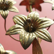 Load image into Gallery viewer, Antique French Brass Candlestick Holders with Lily Motif and Fretwork Base. B12309
