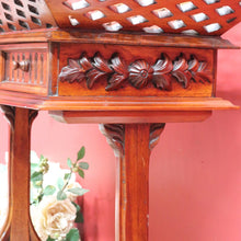 Load image into Gallery viewer, Chinese Chippendale style plant stand with fretwork and carved detail. B12937
