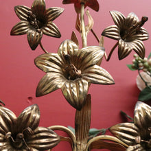 Load image into Gallery viewer, Antique French Brass Candlestick Holders with Lily Motif and Fretwork Base. B12309
