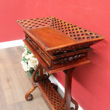 Load image into Gallery viewer, Chinese Chippendale style plant stand with fretwork and carved detail. B12937
