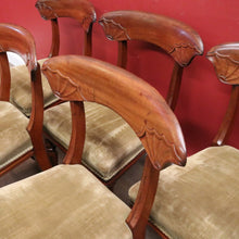 Load image into Gallery viewer, Set of 6 Antique English Mahogany and Olive Velvet Dining or Kitchen Chairs, circa 1860 B12061
