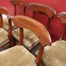 Load image into Gallery viewer, x SOLD Set of 6 Antique English Mahogany and Olive Velvet Dining or Kitchen Chairs, circa 1860 B12061
