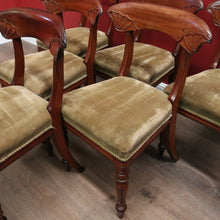 Load image into Gallery viewer, Set of 6 Antique English Mahogany and Olive Velvet Dining or Kitchen Chairs, circa 1860 B12061
