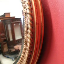 Load image into Gallery viewer, Vintage French Gilt Bevelled Edge Oval Wall Mirror with Ribbon Bow to the top. B12062
