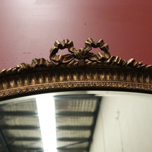 Load image into Gallery viewer, Vintage French Gilt Bevelled Edge Oval Wall Mirror with Ribbon Bow to the top. B12062
