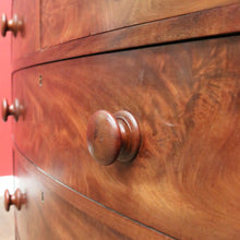 Load image into Gallery viewer, Antique English Mahogany Chest of Drawers with Flame Mahogany Drawer Fronts. B12063
