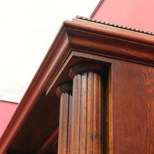 Load image into Gallery viewer, French antique oak display cabinet with carved detail and glass shelves. B12935
