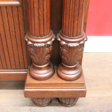 Load image into Gallery viewer, French antique oak display cabinet with carved detail and glass shelves. B12935

