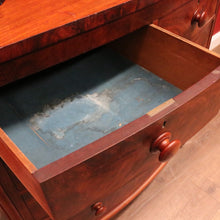 Load image into Gallery viewer, Antique English Mahogany Chest of Drawers with Flame Mahogany Drawer Fronts. B12063
