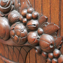 Load image into Gallery viewer, French antique oak display cabinet with carved detail and glass shelves. B12935
