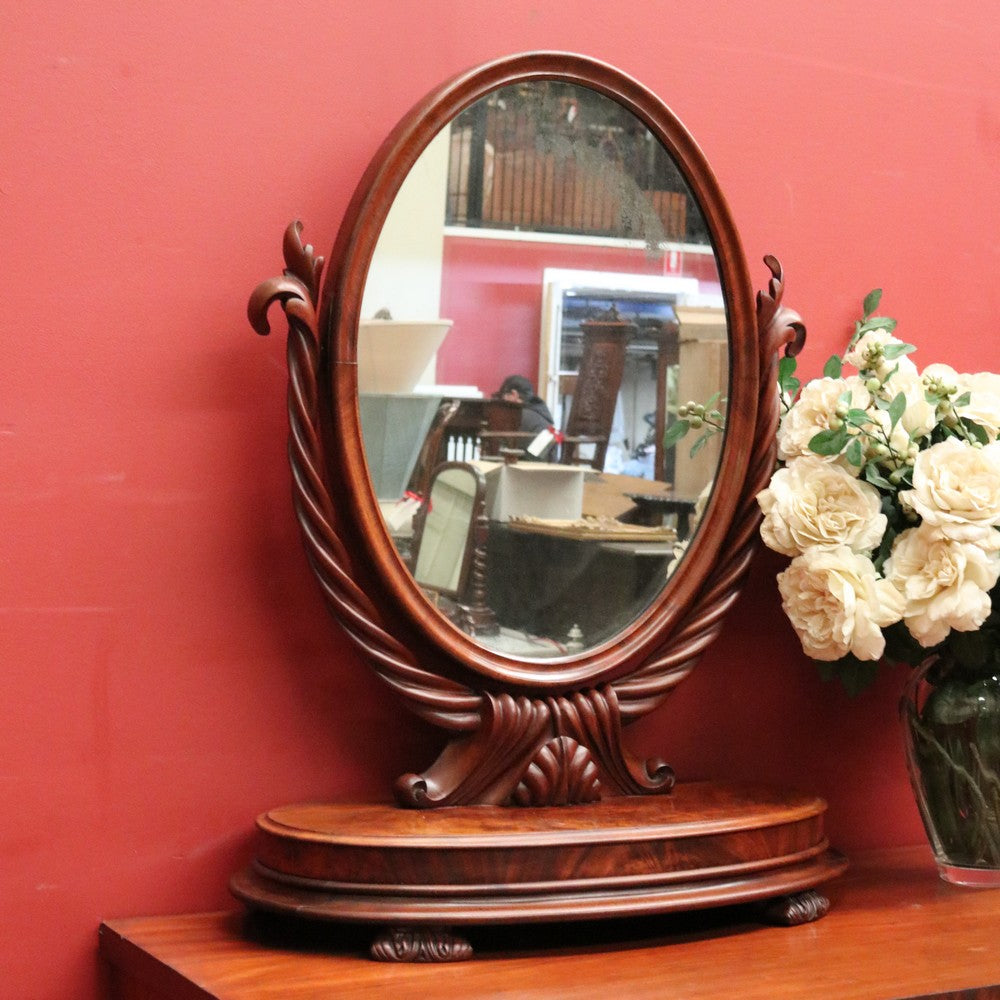 Antique English Mahogany and Flame Mahogany Chest of Drawers Toilet Mirror. B12065