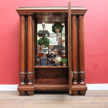 Load image into Gallery viewer, French antique oak display cabinet with carved detail and glass shelves. B12935
