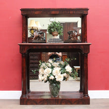 Load image into Gallery viewer, Antique Mahogany Mirror Back Display Stand Two Tier English. B12943
