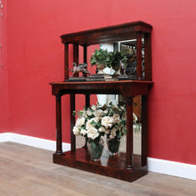 Load image into Gallery viewer, Antique Mahogany Mirror Back Display Stand Two Tier English. B12943
