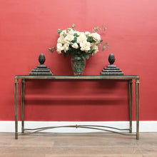 Load image into Gallery viewer, Wrought Iron &amp; Glass Sofa Table with Bevelled Insert – Elegant Gold Finish. B12522
