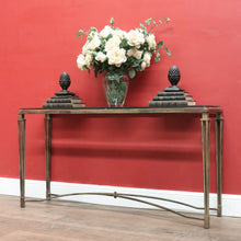 Load image into Gallery viewer, Wrought Iron &amp; Glass Sofa Table with Bevelled Insert – Elegant Gold Finish. B12522
