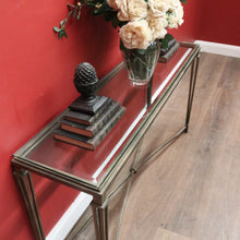 Load image into Gallery viewer, Wrought Iron &amp; Glass Sofa Table with Bevelled Insert – Elegant Gold Finish. B12522
