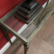 Load image into Gallery viewer, Wrought Iron &amp; Glass Sofa Table with Bevelled Insert – Elegant Gold Finish. B12522
