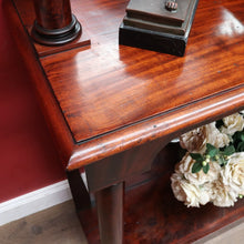 Load image into Gallery viewer, Antique Mahogany Mirror Back Display Stand Two Tier English. B12943
