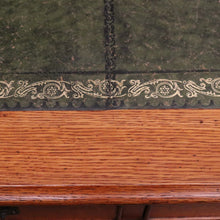 Load image into Gallery viewer, x SOLD Antique English Oak and Leather Twin Pedestal Office Desk with Nine Drawers and Brass Handles. B12073

