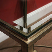 Load image into Gallery viewer, Wrought Iron Lamp Table with Bevelled Glass Insert – Gold-Toned Base. B12524
