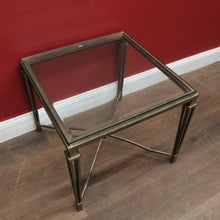 Load image into Gallery viewer, Wrought Iron Lamp Table with Bevelled Glass Insert – Gold-Toned Base. B12524
