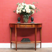 Load image into Gallery viewer, Vintage Cherry Demi-Lune Table by Grange Arredo – Brass Tassel Handle, Tier Base. B12526
