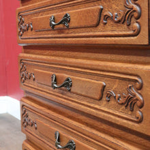 Load image into Gallery viewer, Vintage French Oak Lingerie Chest Compact Drawers Brass Handles. B12845
