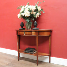 Load image into Gallery viewer, Vintage Cherry Demi-Lune Table by Grange Arredo – Brass Tassel Handle, Tier Base. B12526
