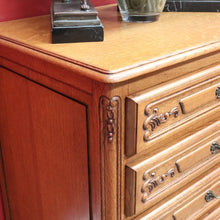 Load image into Gallery viewer, Vintage French Oak Lingerie Chest Compact Drawers Brass Handles. B12845
