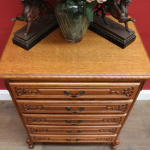 Load image into Gallery viewer, Vintage French Oak Lingerie Chest Compact Drawers Brass Handles. B12845
