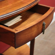 Load image into Gallery viewer, Vintage Cherry Demi-Lune Table by Grange Arredo – Brass Tassel Handle, Tier Base. B12526
