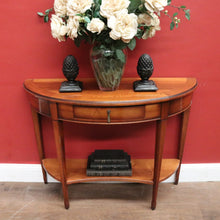 Load image into Gallery viewer, Vintage Cherry Demi-Lune Table by Grange Arredo – Brass Tassel Handle, Tier Base. B12526
