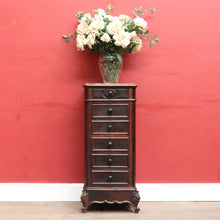 Load image into Gallery viewer, x SOLD French Rosewood Lingerie Chest Tall Narrow Drawer Cabinet Oak Lined. B12917
