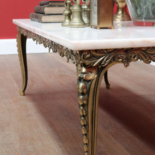 Load image into Gallery viewer, x SOLD Vintage Italian Coffee Table Marble Top Brass Floral Louis XV Style. B12945

