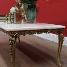 Load image into Gallery viewer, x SOLD Vintage Italian Coffee Table Marble Top Brass Floral Louis XV Style. B12945
