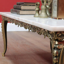 Load image into Gallery viewer, x SOLD Vintage Italian Coffee Table Marble Top Brass Floral Louis XV Style. B12945
