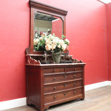 Load image into Gallery viewer, Antique French Oak Marble Top Dressing Table Chest with Mirror. B12916
